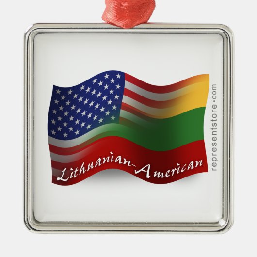 Litouws-Amerikaanse golfvlag Metalen Ornament (Voorkant)