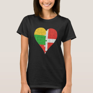 Litouws Deens Vlag Heart T-shirt