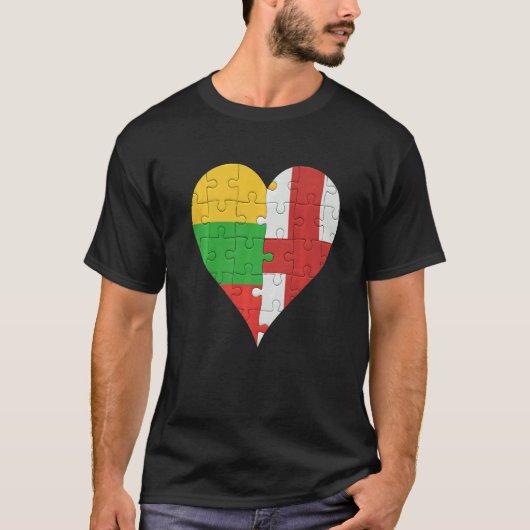 Litouws Engels vlaghart T-shirt (Voorkant)