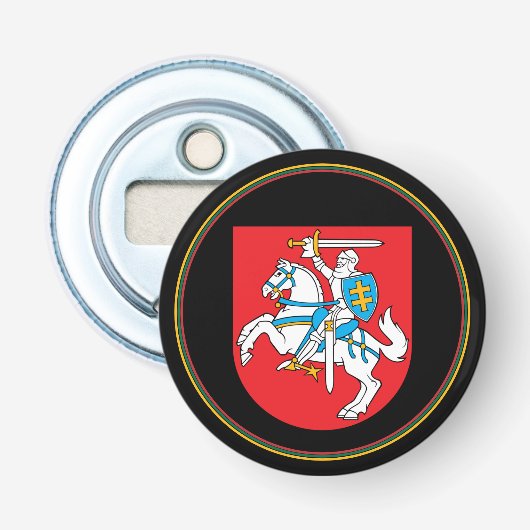 Litouws Flag Bottle Opener, Litouwen Emblem Button Flesopener (Voorkant)