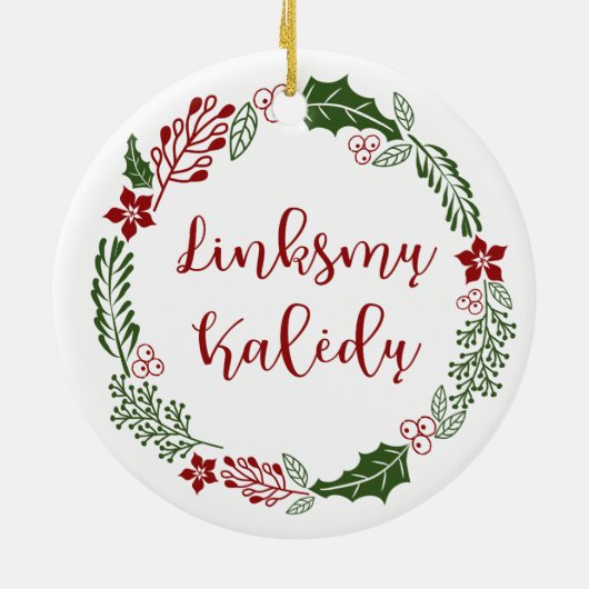 Litouws kerstfeest met linksmų Kalėdų Keramisch Ornament (Achterkant)