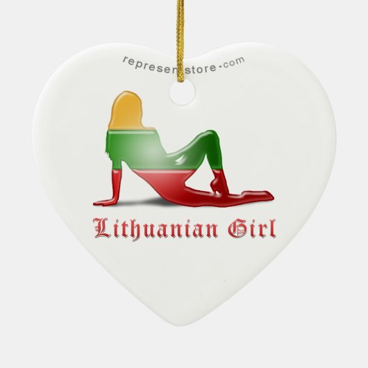 Litouws meisje Silhouette vlag Keramisch Ornament (Achterkant)