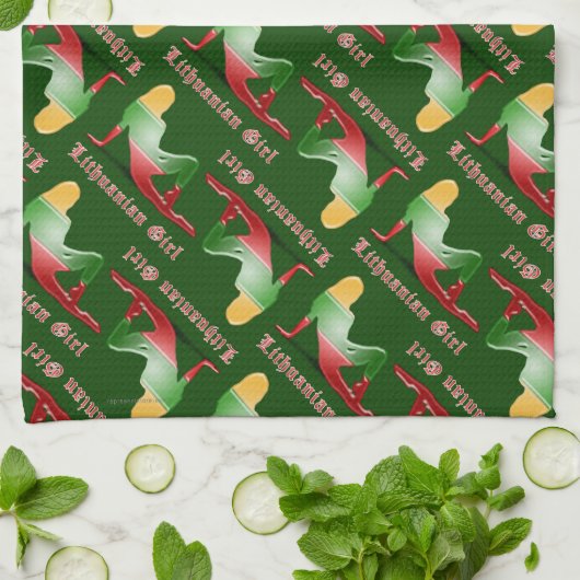 Litouws meisje Silhouette vlag Theedoek (Gevouwen)