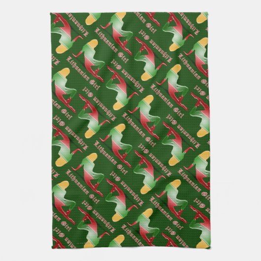 Litouws meisje Silhouette vlag Theedoek (Verticaal)