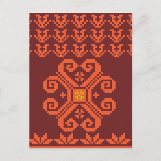 Litouws patroon van rode en Oranje volken Briefkaart (Voorkant)