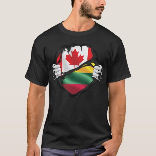 Litouwse Canadese handschoenen met rimpelvlag T-shirt (Voorkant)