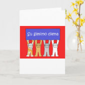 Litouwse Gelukkige Verjaardag, de Katten van de Kaart (Gele Bloem)