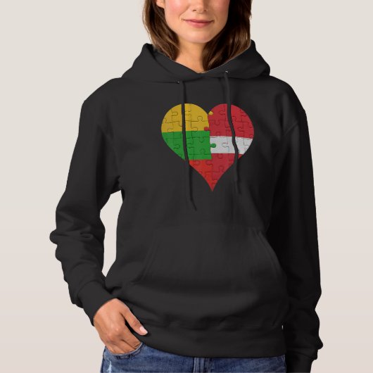 Litouwse Letse vlag hart Hoodie (Voorkant)