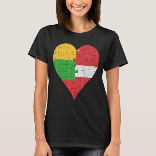 Litouwse Letse vlag hart T-shirt (Voorkant)
