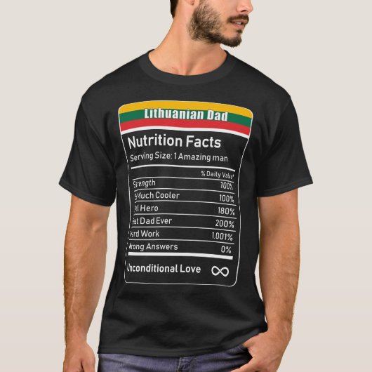 Litouwse pap Nutrition Facts Vaderdag Gift D T-shirt (Voorkant)