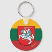 Litouwse vlag, embleem en Litouwse feestdag/sport Sleutelhanger (Achterkant)