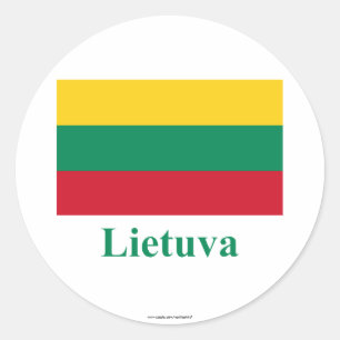 Litouwse vlag met naam in het Litouws Ronde Sticker