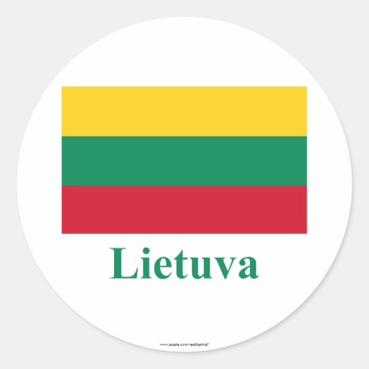 Litouwse vlag met naam in het Litouws Ronde Sticker (Voorkant)