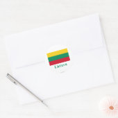 Litouwse vlag met naam in het Litouws Ronde Sticker (Envelop)