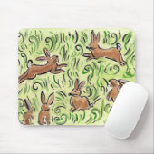 Litte Brown Bunnies Hopping Muismat (Met muis)