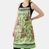 Litte bruine Bunnies die op groen hopen Schort (Insitu)