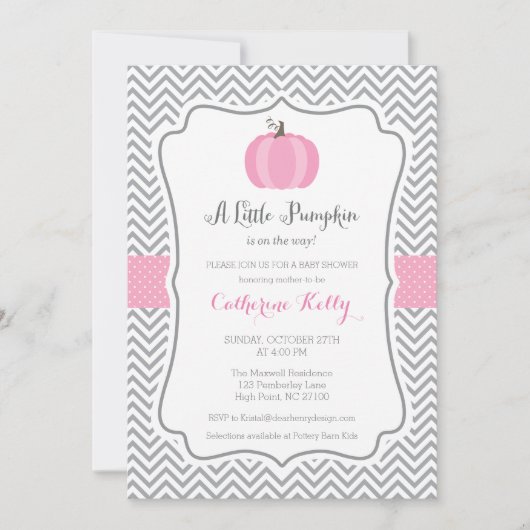 Litte Pumpkin Herfst Baby shower Invitation, Girl Kaart (Voorkant)
