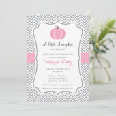 Litte Pumpkin Herfst Baby shower Invitation, Girl Kaart (Staand voorkant)