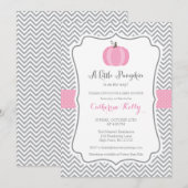 Litte Pumpkin Herfst Baby shower Invitation, Girl Kaart (Voorkant / Achterkant)