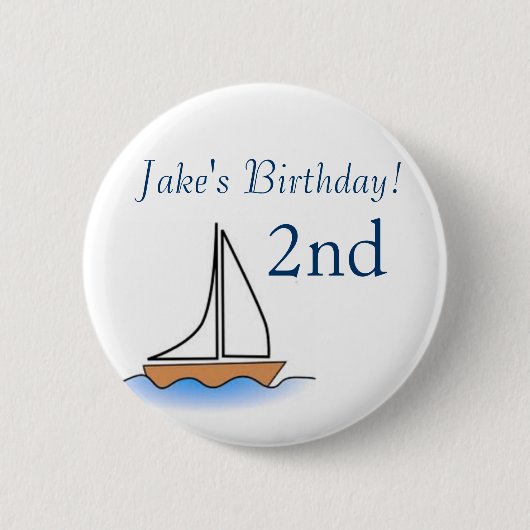 Litte Sailboot Nautical Birthday Ronde Button 5,7 Cm (Voorkant)