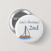 Litte Sailboot Nautical Birthday Ronde Button 5,7 Cm (Voorkant /achterkant)