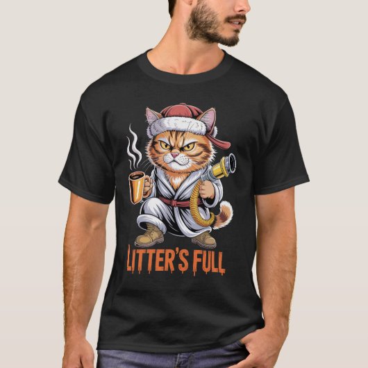 Litter Is Vol Grumpy Cat Kerstman Funny Kersthumor T-shirt (Voorkant)