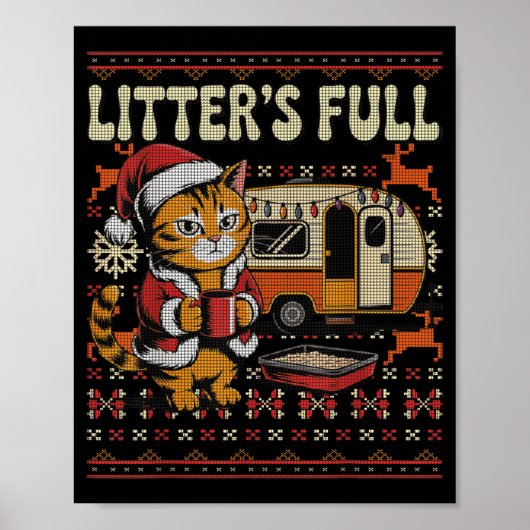 Litter’s Full Cat Parody Cat Owner Christmas Ugly  Poster (Voorkant)
