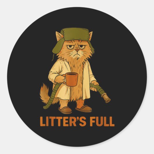Litter’s Full Funny Cat Lovers Christmas For Men W Ronde Sticker (Voorkant)