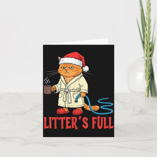 Litter’s Full Funny Cat Lovers Christmas Xmas  Kaart (Voorkant)