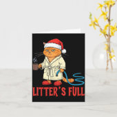 Litter’s Full Funny Cat Lovers Christmas Xmas  Kaart (Gele Bloem)