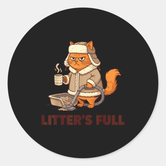 Litter’s Full Funny Cat Lovers Christmas Xmas Ronde Sticker (Voorkant)