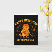 Litter’s Full Funny Cat Lovers Happy New Year Kaart (Gele Bloem)