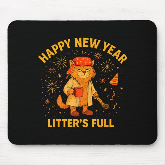 Litter’s Full Funny Cat Lovers Happy New Year  Muismat (Voorkant)