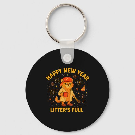 Litter’s Full Funny Cat Lovers Happy New Year  Sleutelhanger (Voorkant)