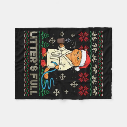 Litter’s Full Funny Cat Lovers Ugly Christmas Swea Fleece Deken (Voorkant (Horizontaal))
