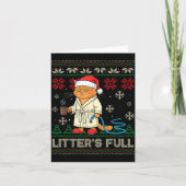 Litter’s Full Funny Cat Lovers Ugly Christmas Swea Kaart (Voorkant)