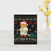 Litter’s Full Funny Cat Lovers Ugly Christmas Swea Kaart (Gele Bloem)