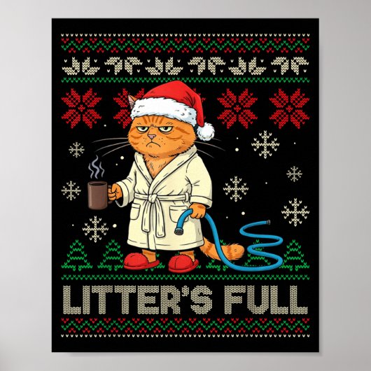 Litter’s Full Funny Cat Lovers Ugly Christmas Swea Poster (Voorkant)