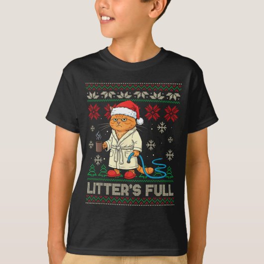 Litter’s Full Funny Cat Lovers Ugly Christmas Swea T-shirt (Voorkant)