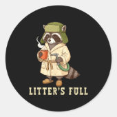 Litter’s Full Funny Raccoon Christmas Mpy Raccoon  Ronde Sticker (Voorkant)