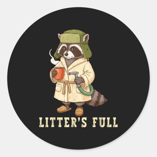 Litter’s Full Funny Raccoon Christmas Mpy Raccoon  Ronde Sticker (Voorkant)