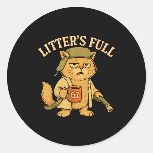 Litter’s Full Funny Six Seven 67 Meme Cat Lovers C Ronde Sticker (Voorkant)