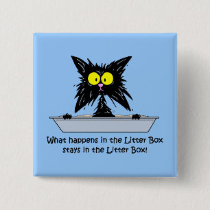 Litterbox Cat Vierkante Button 5,1 Cm