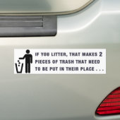 Littering Bumpersticker White (Op auto)