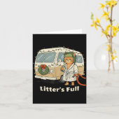 Litter's Full Christmas Cat, Funny Christmas Kitty Kaart (Gele Bloem)