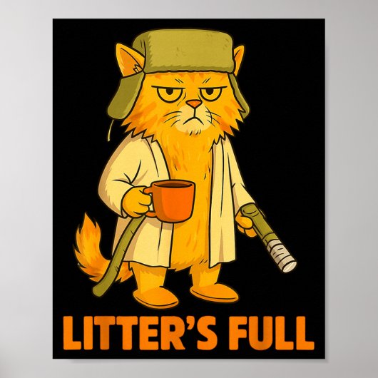 Litter's Full Christmas Cat, Funny Christmas Kitty Poster (Voorkant)