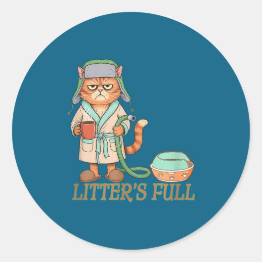Litters Full Funny Cat Lovers Christmas Funny Gift Ronde Sticker (Voorkant)