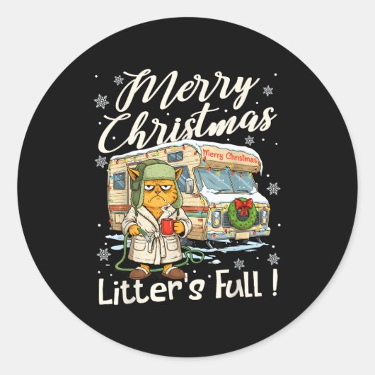 Litter's Full Funny Cat Parody Outfit Sarcastic Ch Ronde Sticker (Voorkant)