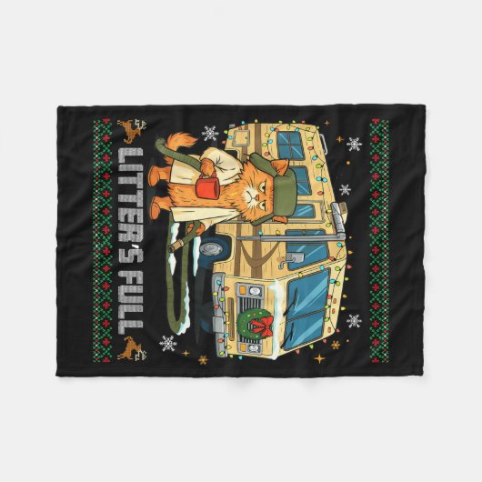 Litter's Full Funny Silly Cat Holding Coffee Meme  Fleece Deken (Voorkant (Horizontaal))