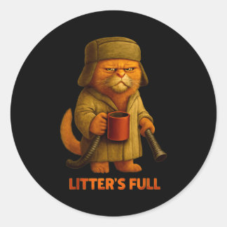 Litter's Full Kattenparodie T-shirt  Ronde Sticker